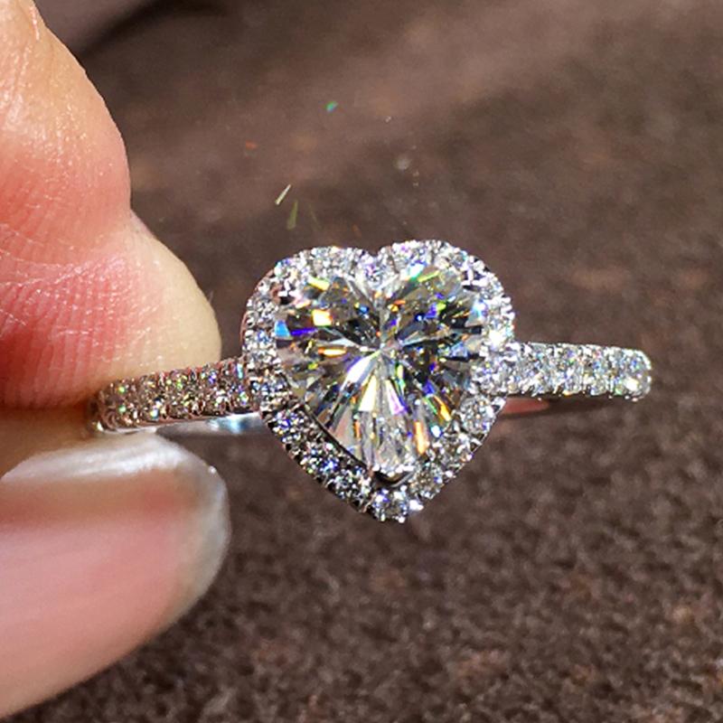 Huitan Роскошное Кольцо на Палец Сердце с Фианитом Женское Обручальное Кольцо Разноцветные Хрустальные Каменные Аксессуары Женское Помолвочное 12