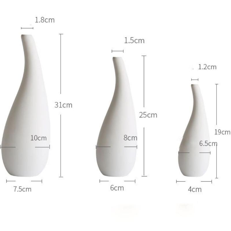 Graceful Ceramic Pc 1 White Vase Flower Container Tabletop Home Tabletop Decorative Flowerware Living Room Decor