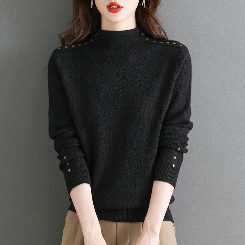 

Tops for Women Long Sleeve Knitted Winter Oversize Thickened Casual Cotton Shirt Loose Blouse Pullover Tops XXXXL чорний