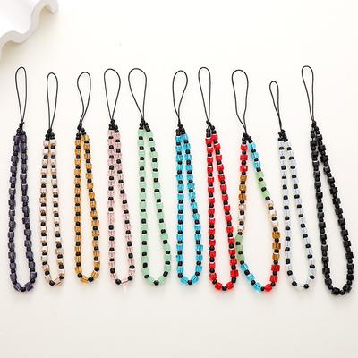Square Crystal Phone Chain DIY Phone Case Pendant Short Phone Strap