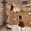 MJ STYLE Women's Suede Faux Shearling Winter Jacket