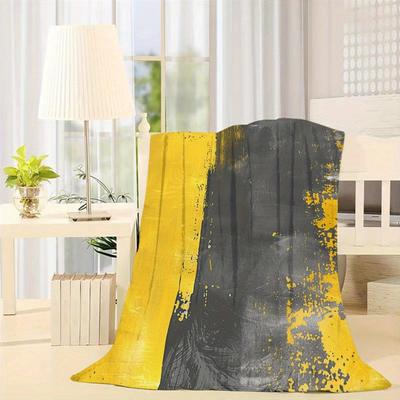 Gray Yellow Abstract Graffiti Matching Flannel Blanket Sofa Office Blanket Gift Blanket Nap Blanket