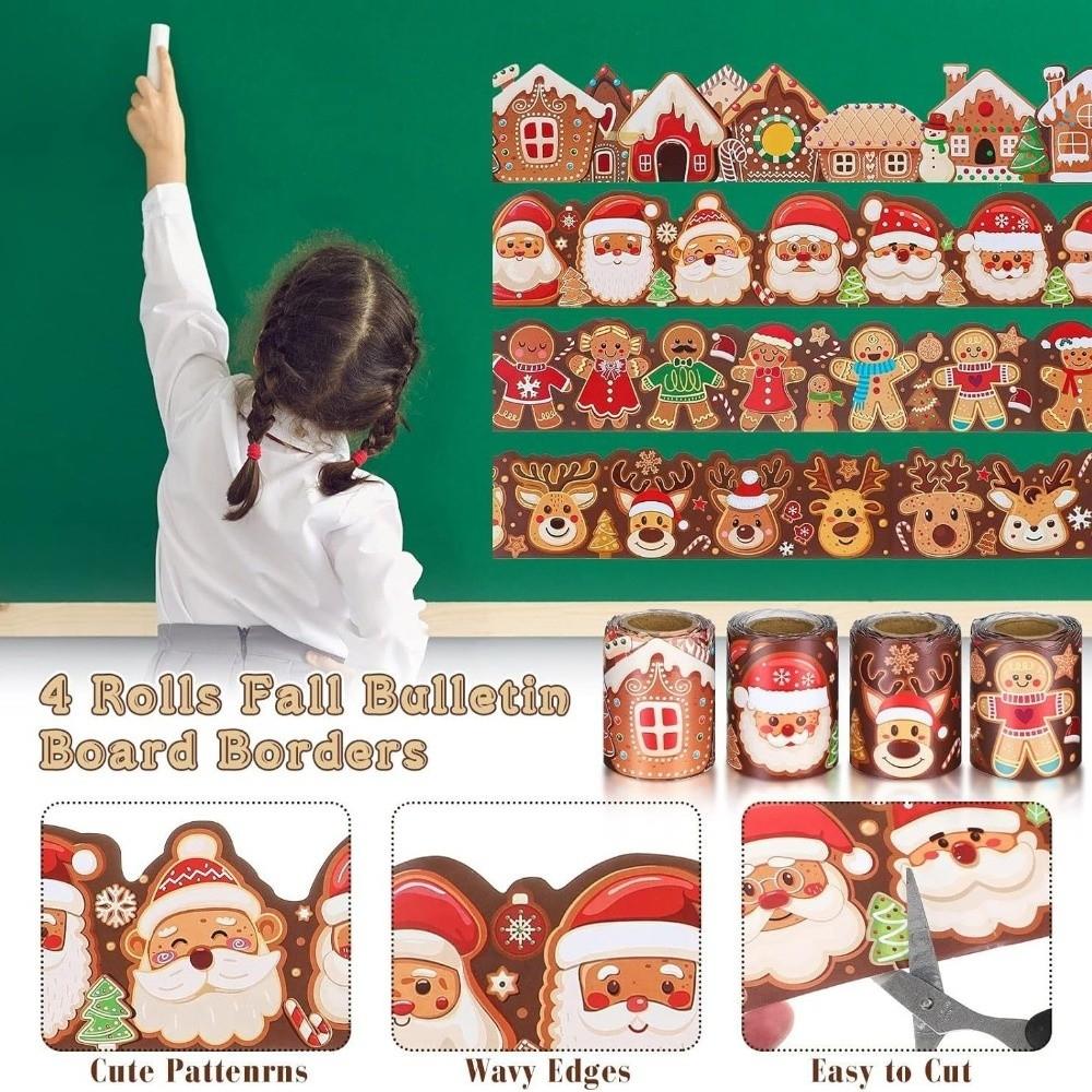 Self Adhesive Chalkboard Board Border 10M/33ft Cartoon Border Paper Gingerbread House Decorations Classroom Windows
