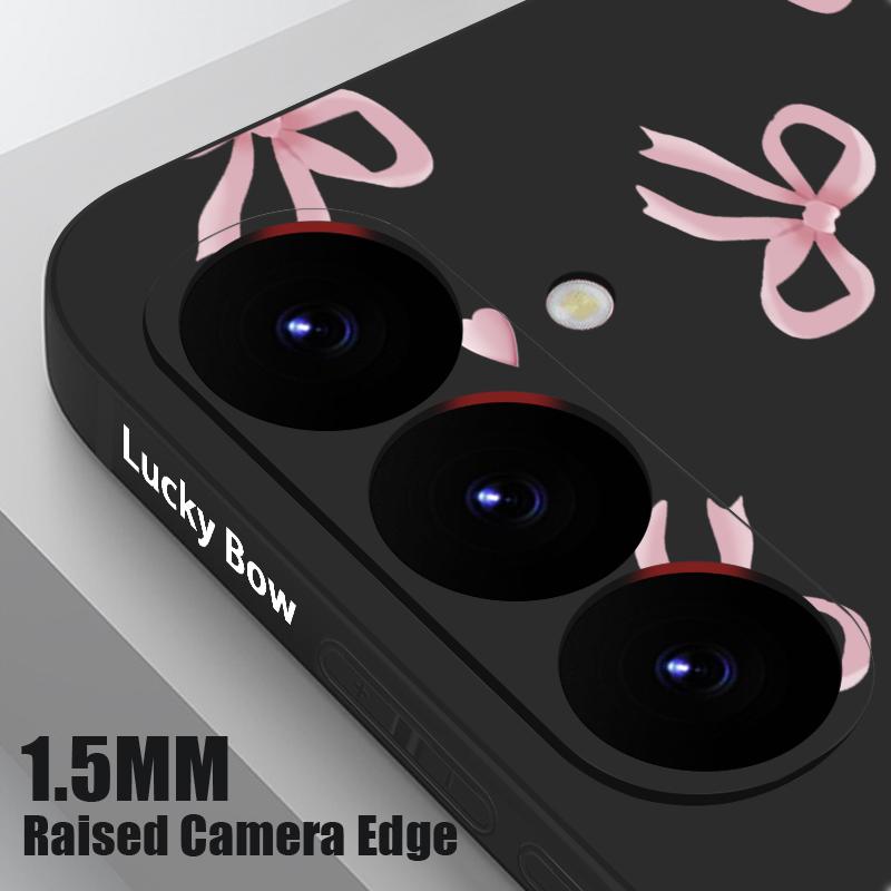 Pink Bow Print Soft TPU Case For Samsung Galaxy S25 S24 S22 S23 Ultra S24 FE A55 A53 A54 A35 A15 A16 A36 5G Silicone Phone Cover
