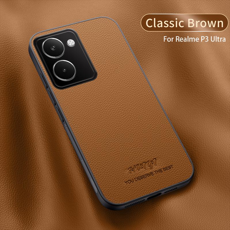 

Роскошный деловой кожаный мягкий чехол-книжка с магнитной застежкой для Realme P3 Ultra P3Ultra Capa Realme P3 Ultra коричневый