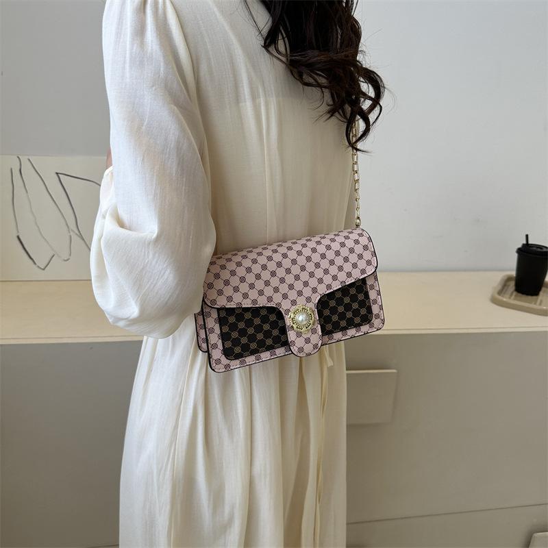 Simple casual fashion small bag women's 2024 new trend retro shoulder bag casual chain crossbody small square bag