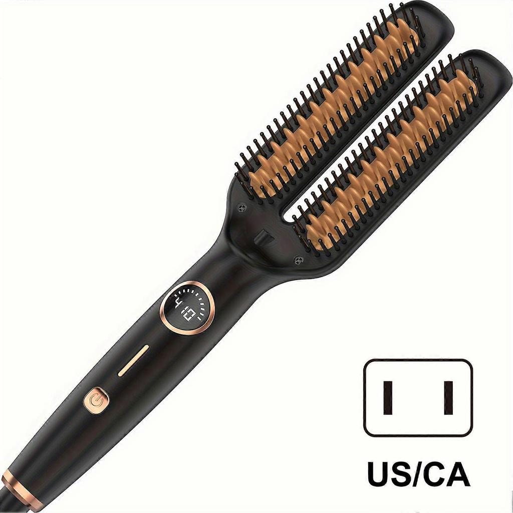 Dual-Head Electric Hair Straightener Comb Gentle Hair Care Heating Evenly Comb for Women and Men Hair Salon