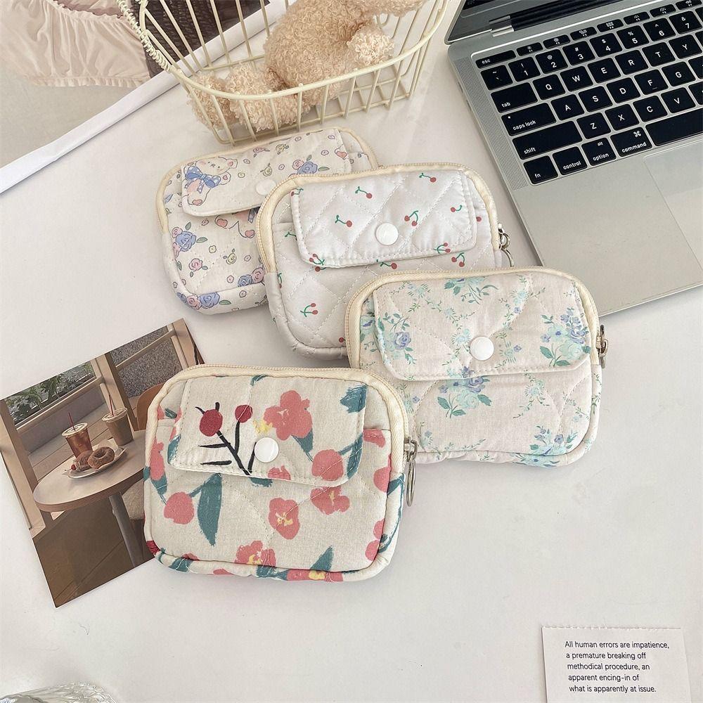 Korean Style Small Makeup Lipstick Bag Cartoon Printing Mini Canvas Storage Bag  Students