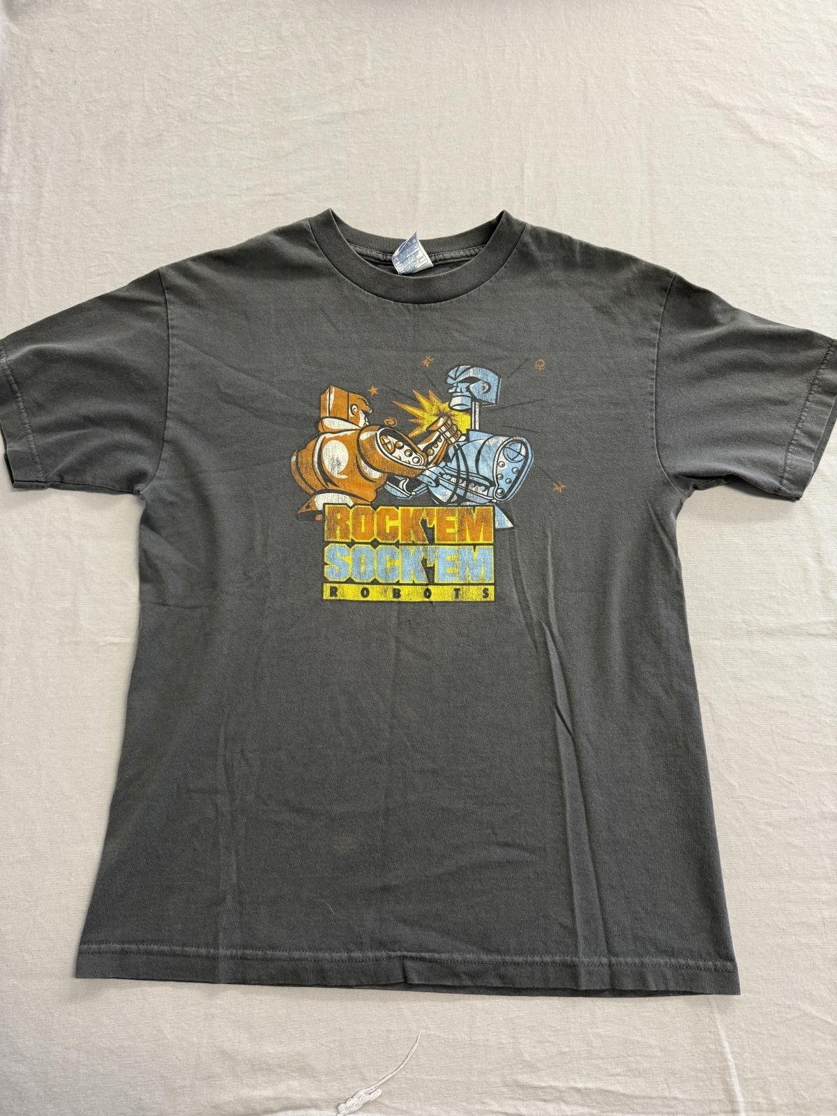 Faded Rock em Sock em Robots T-shirt Vintage Tee - M S