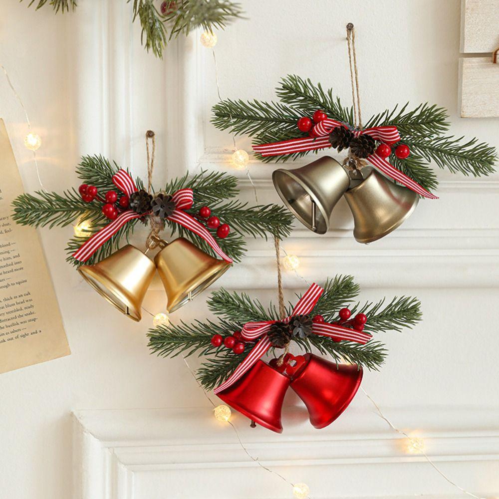 Handmade Bow Bells Pendant Retro Christmas Chime Bell New Year Home Ornament
