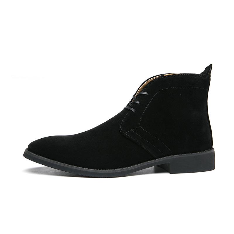 Men s Plus Size Suede Matte Leather High-Top Ankle Boots with Velvet Lining Size 38