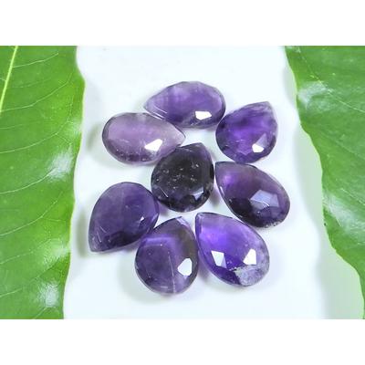 10X14-10X15MM Natural Amethst Rose Cut Pear Cabochon Loose Gemstone 8Pcs Lot A-183