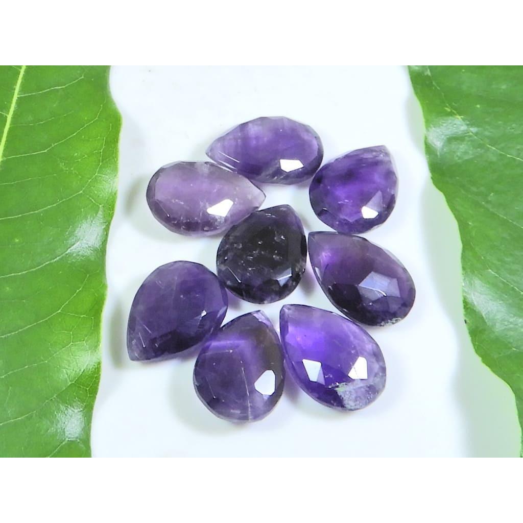 

10X14-10X15MM Natural Amethst Rose Cut Pear Cabochon Loose Gemstone 8Pcs Lot A-183