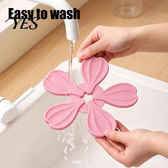 Durable Silicone Coaster Petal Shaped Coaster, Heat Resistant Mat, Non-Slip Baby Safe Kitchen Accessory Dishwasher Pot for Dining Room Non-slip