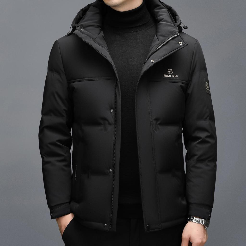 Men's Winter Thick Down Jacket - Short, Plus Size, Casual Loose Fit, 90% White Duck Down