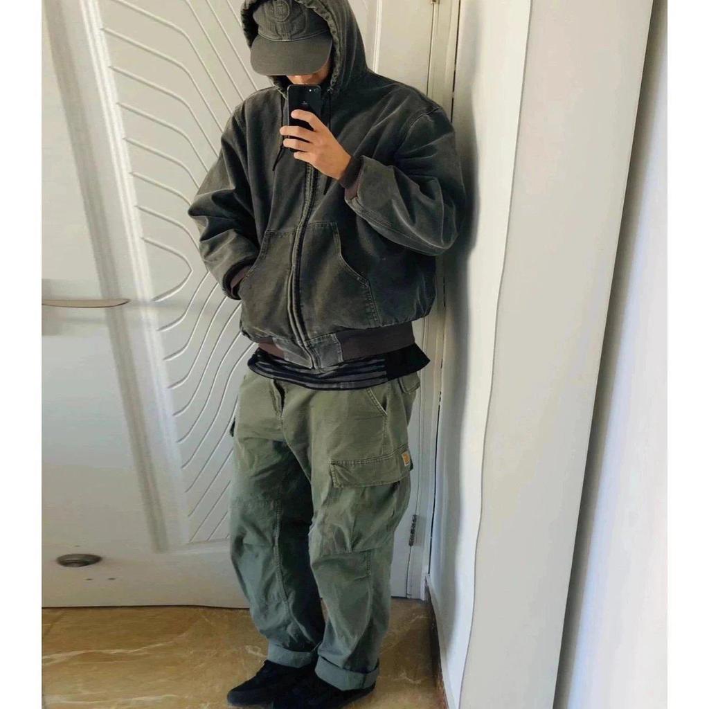 J25 Těžká praná J130 S kapucí Opotřebovaná Vintage bunda na auto