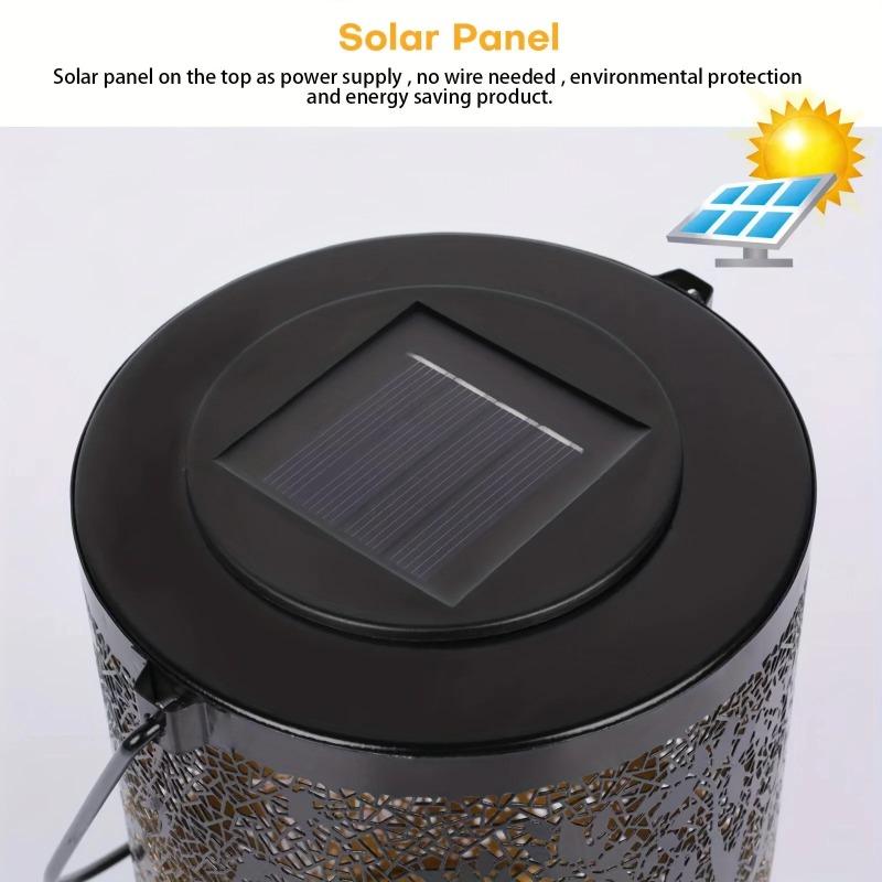 Vintage Metal Hanging Solar Lantern, Waterproof Outdoor LED Decor Lamp, Solar Powered Tree Light For Garden Yard Lawn Patio Hanging Decoration