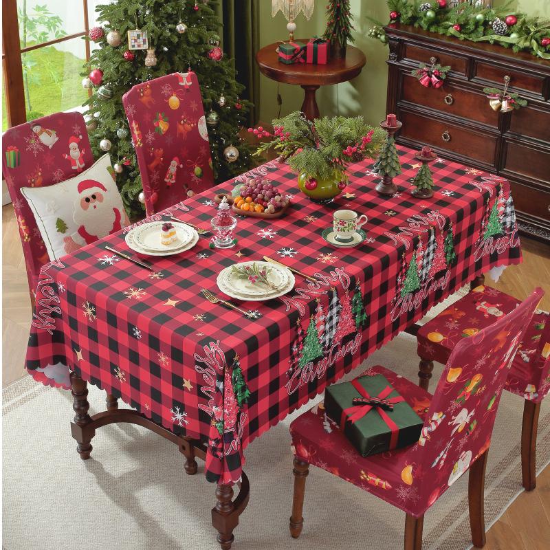 Weihnachtstischdecke Digitaldruck Wasserdicht Feiertags-Esstischdecke für Runde Schreibtischdeko