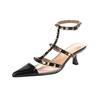 Baotou Sandals Women's Summer New Single Shoes Sexy and Beautiful Royal Sister Rivet Silver High Heels