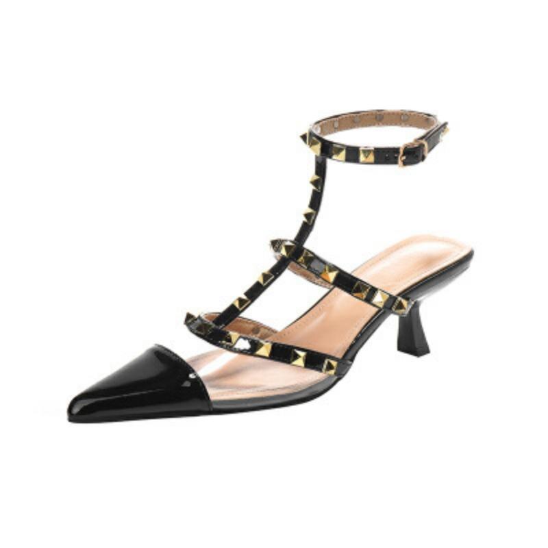 Baotou Sandals Women's Summer New Single Shoes Sexy and Beautiful Royal Sister Rivet Silver High Heels