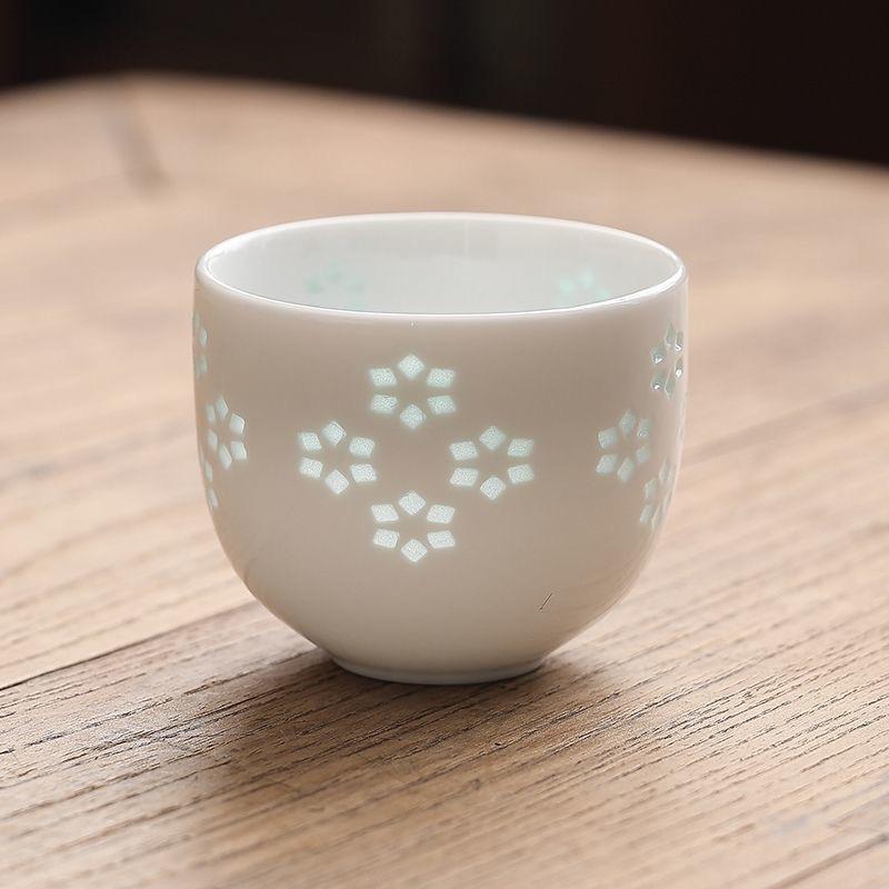 Purely Handmade Master Cup Teacup Personal Single Cup Exquisite Hollow Kung Fu Tea Set Business Gift Tea Cup Can Be Printed
