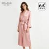100% Pure Silk Womens Long Robe Lightweight Sleepwear Lounge Gown Home Fall Winter