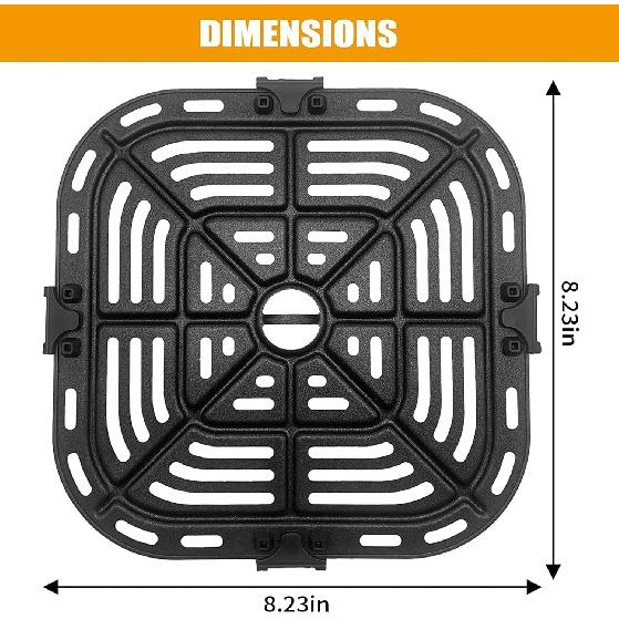 Air Fryer Grill Pan for COSORI Air Fryer Pro LE 5 QT, Non-Stick 8.23’’*8.23’’Square Air Fryer Rack Replacement Parts Accessories Grill Plate