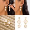 Four Leaf Clover Earrings Alloy Geometric Heart Design For Women