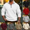 Men's Casual Solid Color Half-Zip Stand Collar Long Sleeve Hoodie for Autumn/Winter