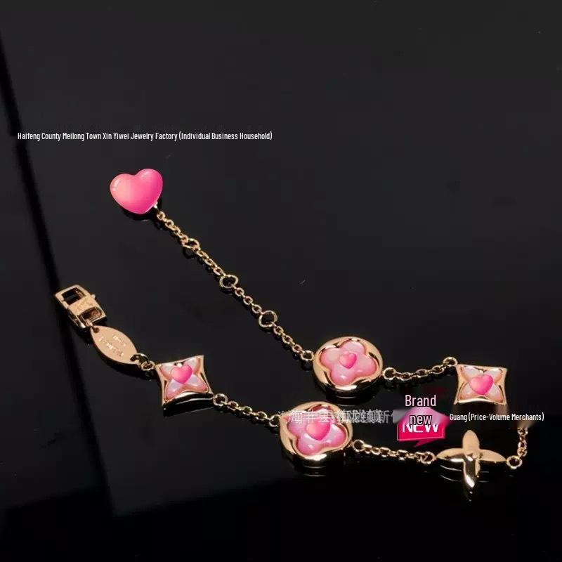 Európai és Amerikai Négylevelű Lóhere Gyémánt és Gyöngyház Karkötő