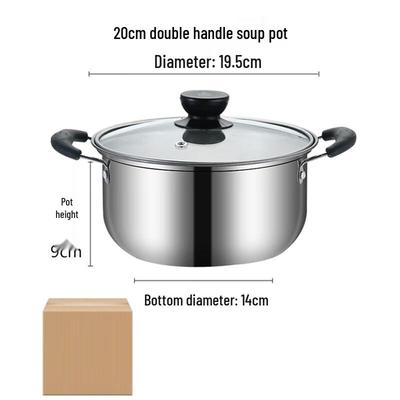 Yoshida Craftsman 304 Stainless Steel 20cm Double Handle Soup Pot