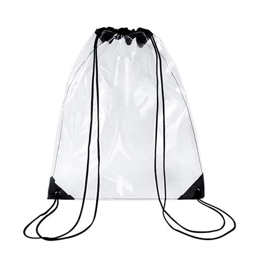 Foldable Drawstring Backpack Large Capacity Jelly Bag Simple PVC Transparent Bag  Mountaineering