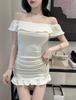 One-Shoulder Ruffled Slim-Fit Mini Dress with High-Stretch Cotton