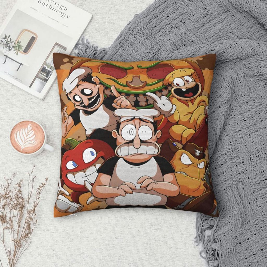 Y2K Living Room Pizza Tower Game Loverdecor Pillowcase Accessories Pillow Cover Zippered Multiple Sizes