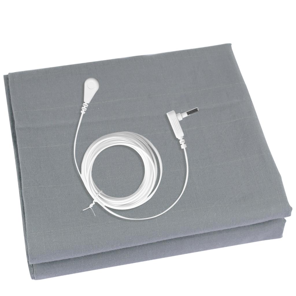 Draps de mise à la terre avec cordon de mise à la terre Fabriqués en coton de première qualité et fils d'argent pur Tissu conducteur Atteignez un sommeil sain