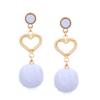 Pretty Rhinestone Heart Earrings Lovely Hairball Eardrop Ornament Birthday Valentine's Day Gift