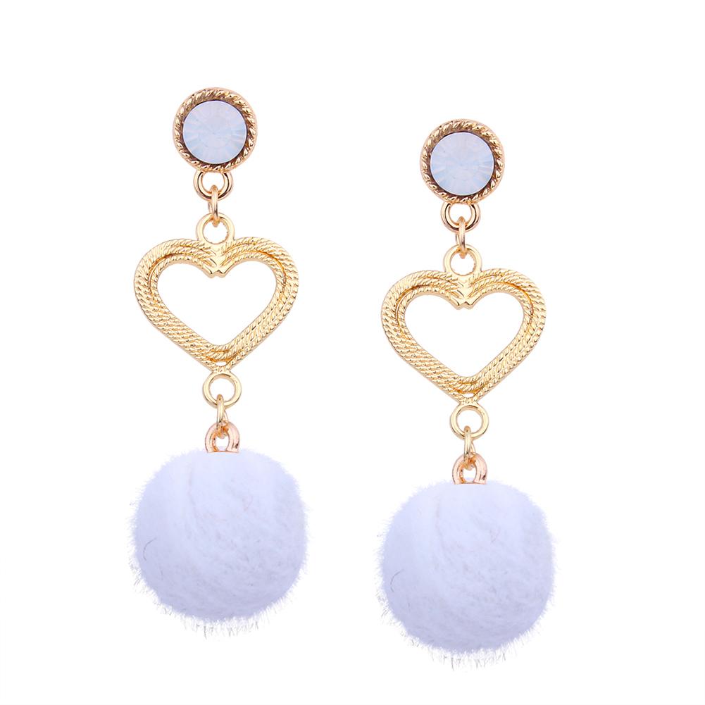 Pretty Rhinestone Heart Earrings Lovely Hairball Eardrop Ornament Birthday Valentine's Day Gift