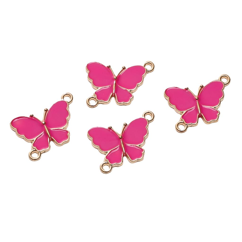 5Pcs Alloy Drip Oil Double Hanging Butterfly Charms Pendant For Women Kids Necklace Bracelet DIY Jewelry Making Accessories
