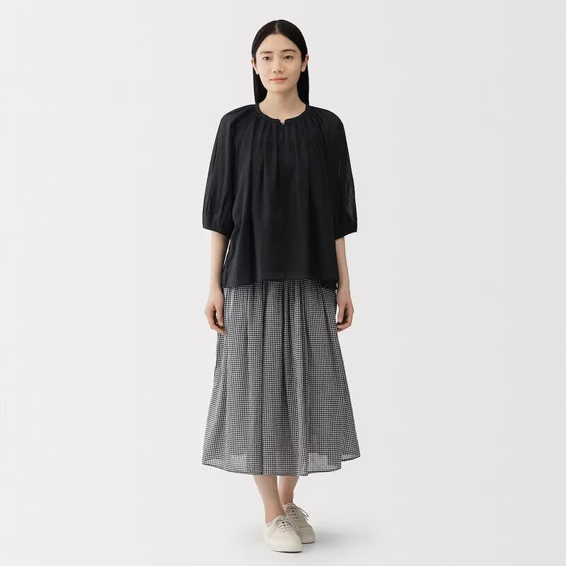MUJI Strong-Twist Short Sleeve Blouse