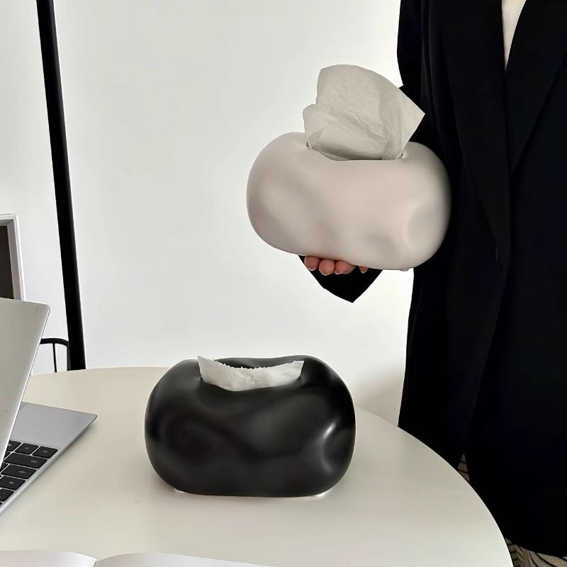 European-style Ceramic Tissue Box White High-end Restaurant Napkin Holder Home Dining Table Ceramic Tissue Box Home Decoration