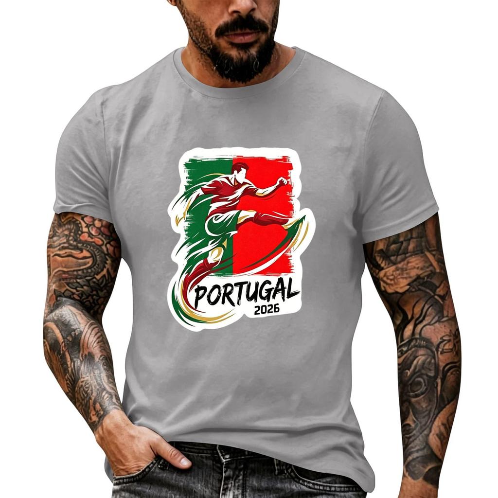 Men's Short Sleeve Crew Neck T-Shirt Soccer Graphic Print Casual Fit Lightweight Soft Fabric Comfortable Wear