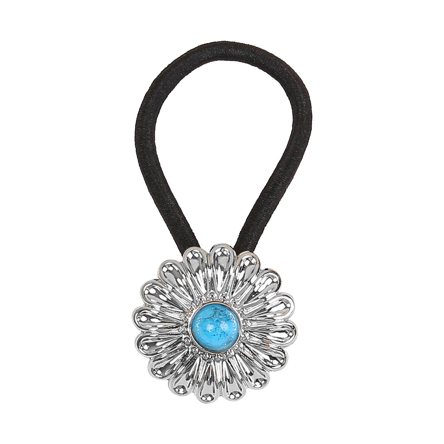 

1/4 шт. Американский западный ковбойский цветочный галстук для волос, персонализированная ретро бирюзовая повязка на голову, сплав, цветок, резинки для волос, головной убор