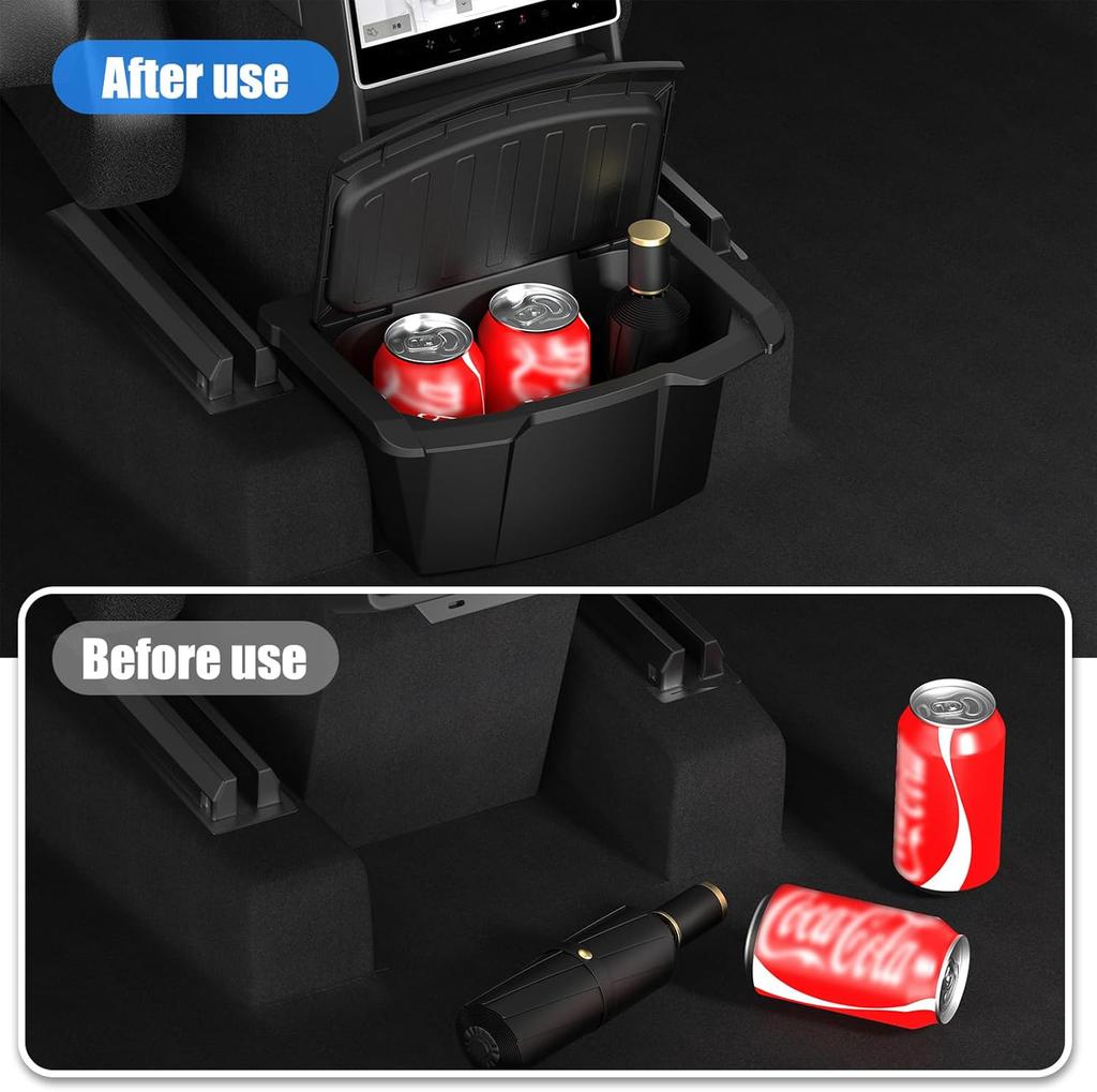 Rear Center Console Organizer for Tesla 2020-2026 Model Y Partitioned Storage & Stable Installation, Seat Backseat Trash Can Bin