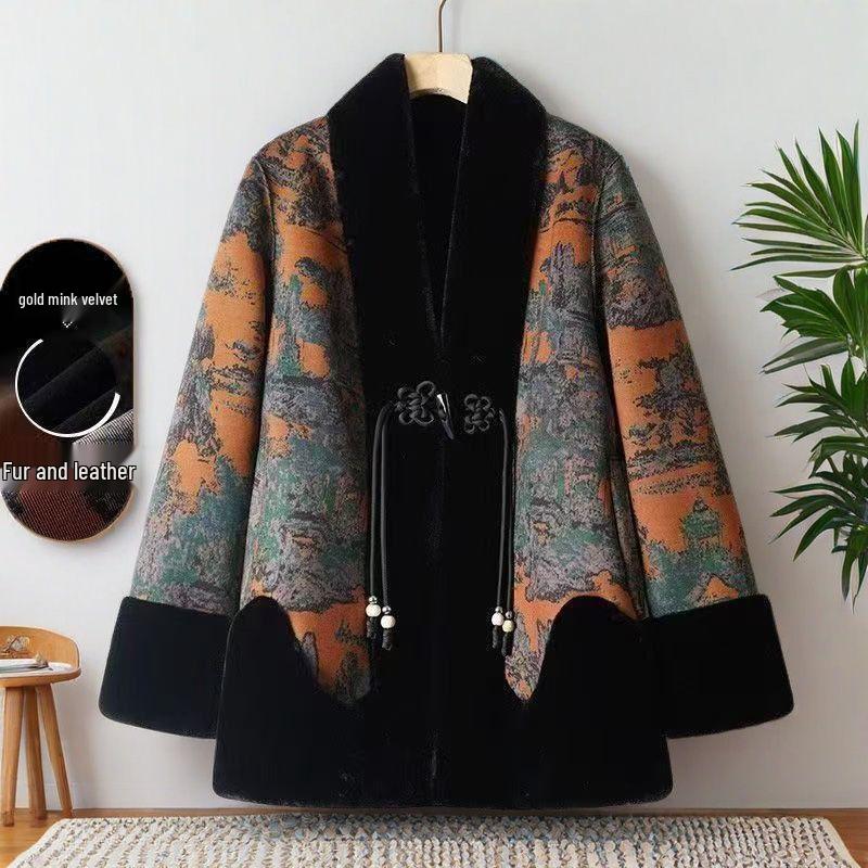 Mom's Reversible Faux Fur and Leather Coat - Women's Winter Fashion for Mid-Aged & Elderly