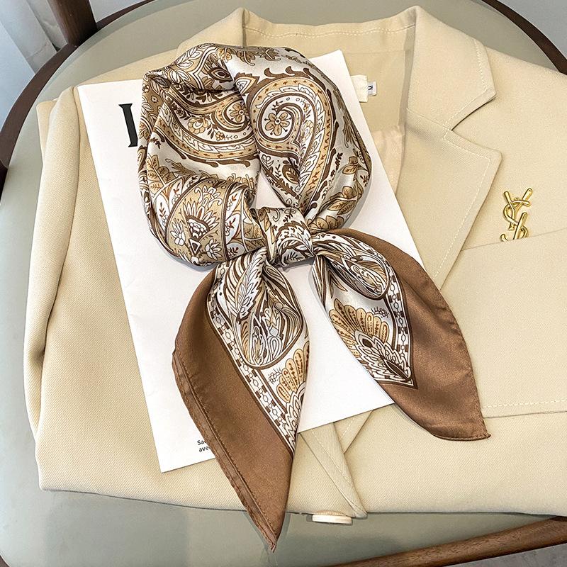 Luxury Horse Print Female Silk Neck Scarf Square Hair Scarves Foulard Head Band Shawls Wraps Neckerchief Bandana Women