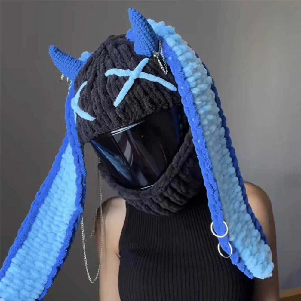 Creative Hand Crocheted Cartoon Personalized Motorcycle Helmet Protective Cover, Trendy Halloween Funny Helmet Cover Headwear
