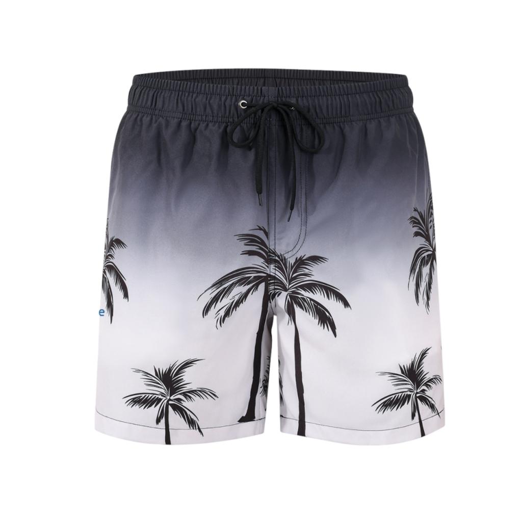 Men Swim Shorts Quick Dry Beach Trunks Elastic Waist Drawstring Swimwear with Tree Print for Pool Spa Vacation