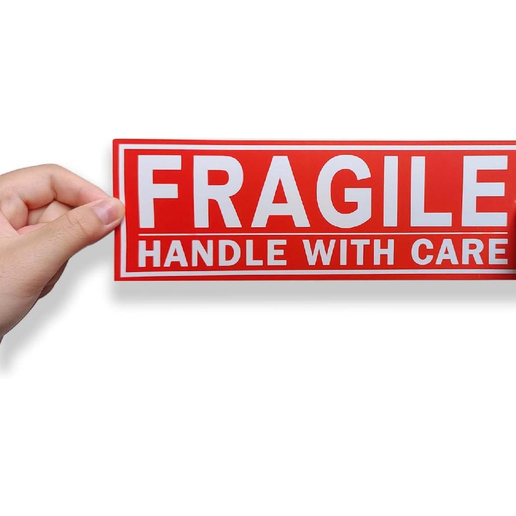 Fragile Stickers, Large Size 8 x2.7 in, Handle with Care, for Shipping Packing Moving, 100 Labels