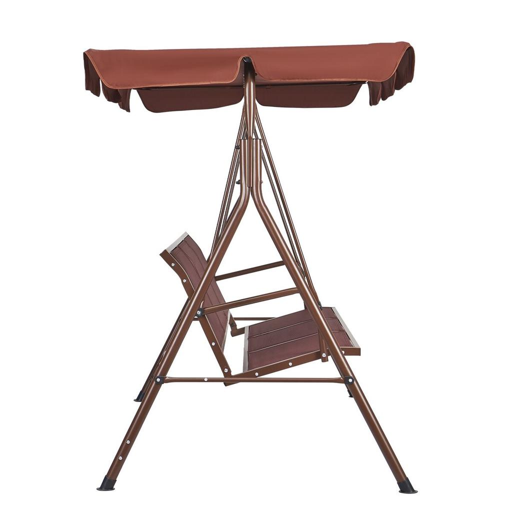3-Seat Patio Swing Chair, Outdoor Patio Swing with Adjustable Canopy, Porch Swing with Armrests, Teslin Fabric and Alloy Steel Frame, for Balcony,