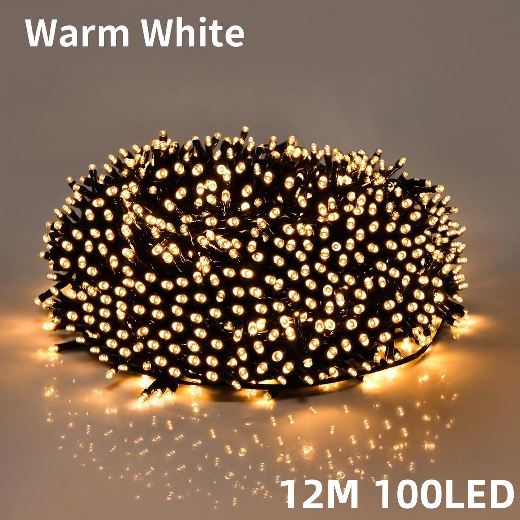 

Уличная солнечная гирлянда Водонепроницаемая гирлянда Большая солнечная панель Лампа быстрой зарядки для декора сада 12M 100LED теплый белый